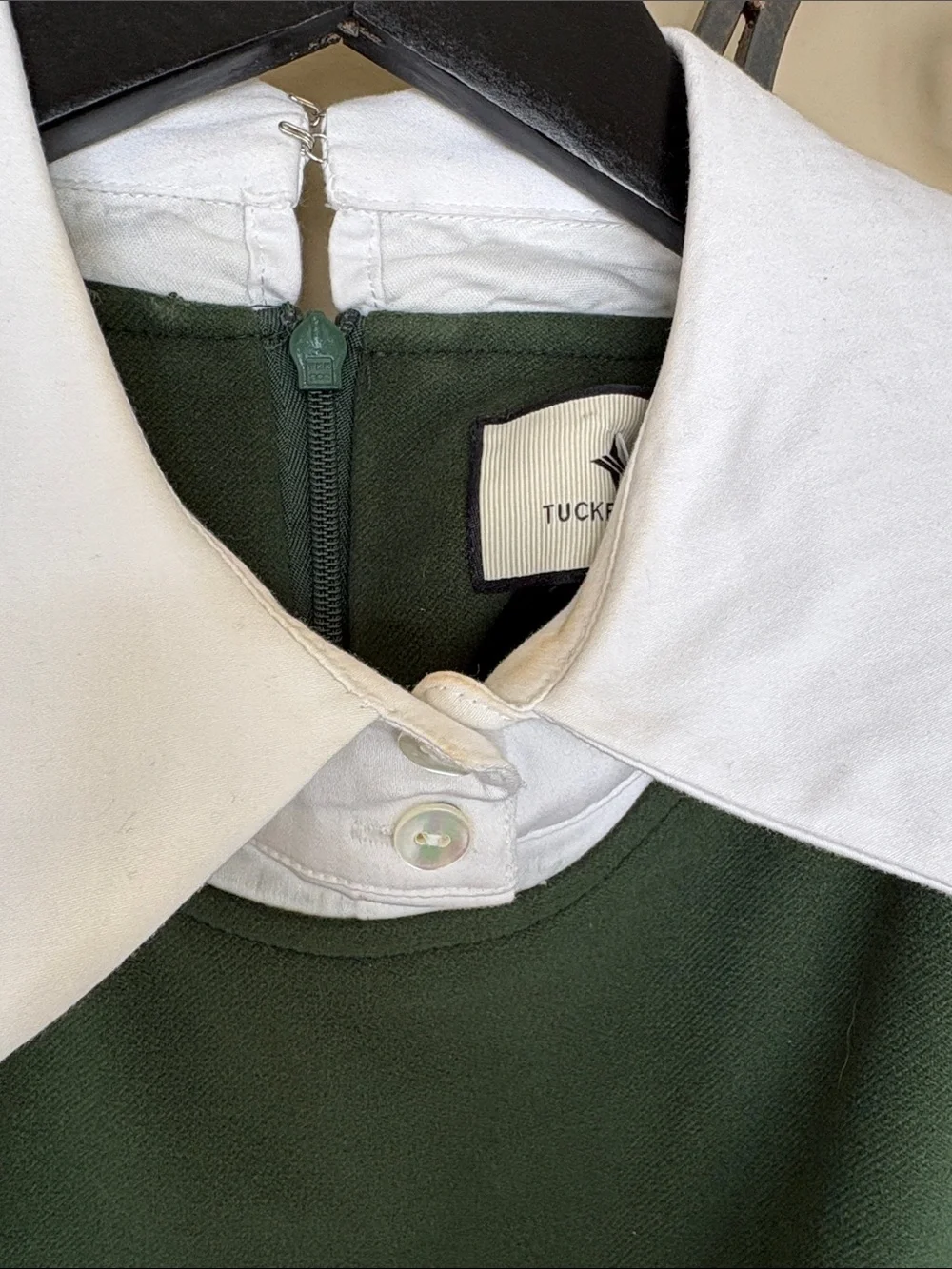 Tuckernuck Forest Green Dress with White Collar and Cuffs